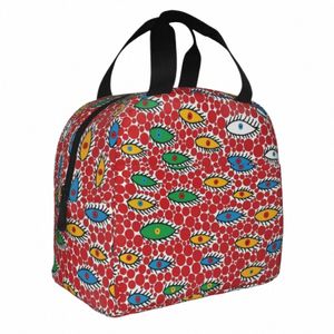 Yayoi Kusama Flaying Eyes Isolated Lunch Bag Stor polka Aesthetic Meal Ctainer Thermal Bag Tote Lunch Box Work Travel W1BF#