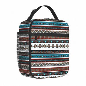 Mexikansk boho konstproduktisolerad lunchväska arbete sydväst aztec stam lagring matlåda fi kylare termisk bento box c9na#