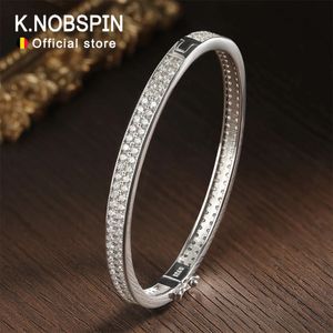 Pulseiras de pulseira de botão de botões de knobspin d vvs1 para mulheres de diamante completo elegante clássico 925 Acessórios para jóias de lascas esterlinas 240416