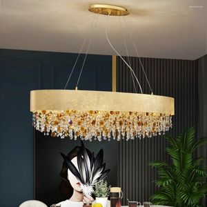 Kronleuchter moderner Kristall Kronleuchter für Esszimmer Gold hängende Beleuchtung LED LAMP RUND LUXURY HIERKESTELLE BUNDE CRISTAL KITCHE LUSTER