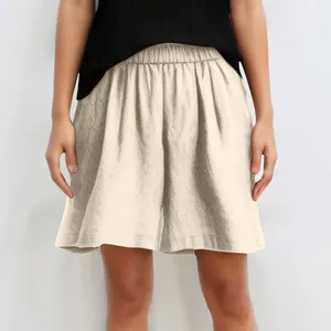 Kvinnors shorts Kvinnor Comfy Drawstring Casual Summer Solid Color Wide Leg Elastic Midje Ficked For Women Sleepwear Work