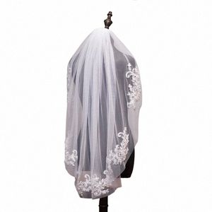 velo da sposa velo da sposa velo de novi in stock corto a uno strato lunghezza della vita di una lunghezza in rilievo bianco applicato bianco o avorio r0zj#