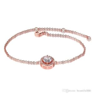 Fashion rosa in oro in oro d'oro grande cristallo a catena zircone collegamento braccialetti braccialetti per donne gioielli in cristallo braccialette90634869271925