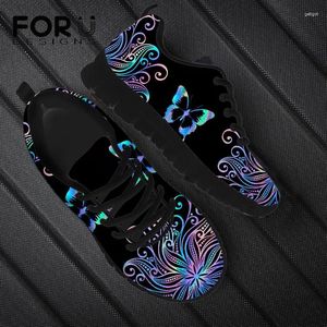 Casual Shoes Forudesigns Artistic Butterfly Print Ladies Sneakers Lace-Up Air Mesh Light Breath Shoe Soft Outdoor Female Footwear