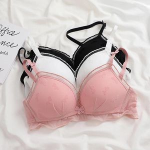 Bras Sets Lingerie Female Small Breasts Underwear Lace Triangle Cup Thin Section Without Steel Ring Gathered Sexy Bra Fixed Pads
