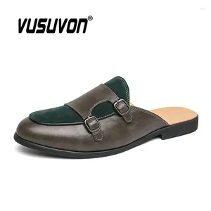 Casual Schuhe Modelmänner Halbschuhe Splitter von Lederlaafern atmungsaktiv schwarz weicher Outdoor Flat Summer Mules Slide 38-44 Clogs