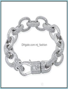 Link Chain Bracelets Jewelry Mens Luxury Zircon Street Fashion Exquisite 18K Gold Platinum Plated Geometric Hip Hop Radm2464546