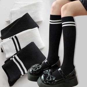 Sexy Socks Japanese Girl JK Black White Striped Long Socks Women Sexy Kawaii Over Knee Thigh Stockings Ladies Girls Warm Long Tube Socks 240416