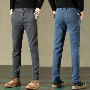 2023 Autumn Casual Prosty Pants Men Botton Business Slim Schode Spodnie Mężczyzna Blue Black Szare Dark Dark 240415