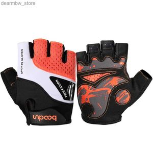 Cycling Gloves Summer Cycling Half Finger Gloves Anti-shock Anti-slip Breathab Mesh Fabric Sports Bicyc Fishing MTB Road Bike Glove Men L48