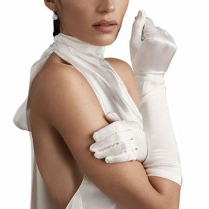 TopQueen Silk Brain Gloves Woman Wedding Bridal Gloves with Finger Wedding Accories per la sposa Diybachelorette Party VM22 M1KA#