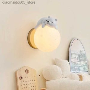 Lampen Schatten LED Moderne Wandlampe Harz Mond Rabbit Astronaut Licht für Innendekorationsbeleuchtung in Schlafzimmern Kinderstudienräume Q240416