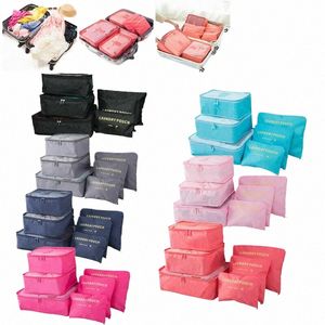 6pcs Reisespeichertasche Set für Kleidung ordentlich organisierte Kleiderschrank Koffer Beutel Reise Organizer Beutel Schuhe Verpackung Würfel Bag B3ZO#
