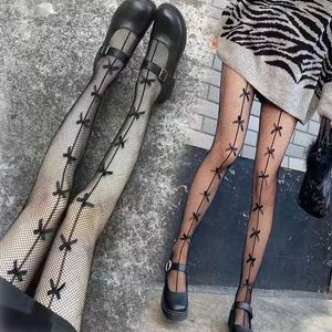 Sexy Socks Women Sexy Bow Tie Tights Summer Black White Stockings High Waist Lolita Pantyhose Thigh High Anime Cosplay Costumes Accessories 240416