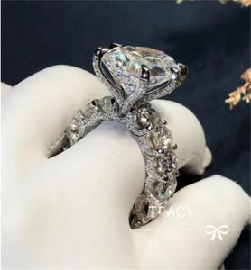 Vintage 10CT Lab Diamond Ring 925 Srebrne zaręczynowe Pierścienie weselne dla kobiet Bridal Finger Party Jewelry4776252