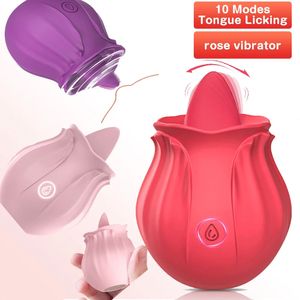 Rose Tongue Licking Vibrator Vagina G-Spot Stimulator Nipple Massager Oral Sex Toy Female Orgasm Masturbation Tool Adult SexShop 240402