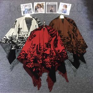 Women's Cape designer 23 Autumn/Winter New B Family Tassel Animal Jacquard Loose Fashion Style Knitted Shawl AP1A