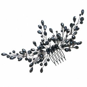 black Crystal Women Hair Combs Bridal Hair Accories Wedding Hair Jewelry Bridal Head Decorati Ornament g6js#