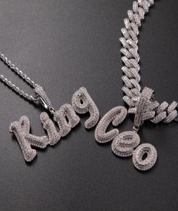 Custom Brush Script Letters Two Tone Pendant Micro Paved CZ Personalized Name Necklace Hip hop Jewelry4964431