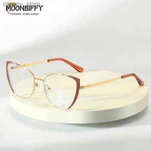 Güneş Gözlüğü Kadın Anti Mavi Hafif Gözlükler Vintage Kedi Gözleri Metal Çerçeve Optik Bilgisayar Oyunu Gözlükler Lüks Marka Unisex Y240416