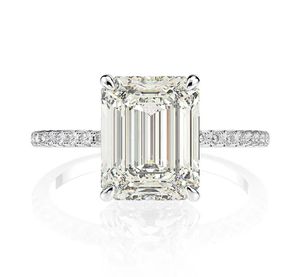 REAL 925 Sterling Silver Emerald Cut skapade Moissanite Diamond Wedding Rings for Women Luxury Proposal Engagement Ring 2011166332665