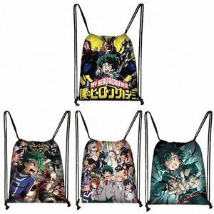 japanese Anime My Hero Academia Pattern Drawstring Bag Women Backpacks Carto Boku No Hero Academia For Travel Shoe Bag Gift N4q9#