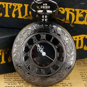 Relógios de bolso Charme vintage Pocketwatch Classic Retro moda número romano quartzo steampunk watch women homem colar pingente com corrente