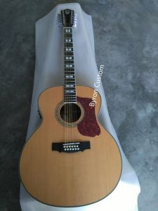 Gitarrfri frakt AAA -uppgradering Alla solida jumbo 12 strängar F512 Gitarr 12 String Acoustic Electric Guild Style Guitar