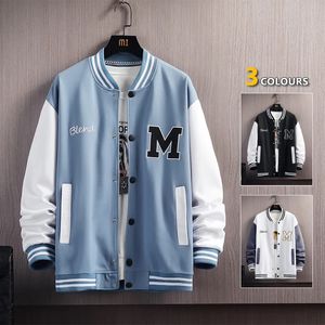 Big M Letter Print Hip Hop Patchwork Jackets de beisebol masculino impressão Bomber Bomber Men Spring Spring STREETHEAT CAATS 240402