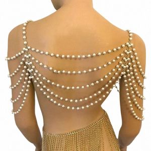 bridal Luxury Pearls Wedding Chain Lady Retro Prom Evening Shawl Women Elegant Noble Bolero Party Romantic Beaded Accory 131x#