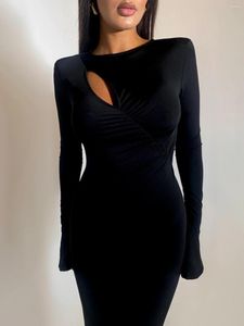 Casual Dresses 2024 Autumn Fashion Style Long Sleeve Dress Women's Cut Out Slim Fit Trendy Stylish Looking Bodycon