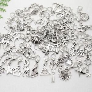 Hela - MIC i lager 100 PCS Lot Mixed Charms Pendant Hummer Clasp Dangle för armbandsmycken som gör fynd2220