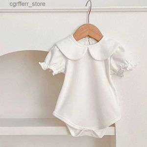 Rompers baby nyfödd bodysuit sommardockan krage baby romper vit bomull i ett stycke kläder spädbarn flickor pojkar hoppsuit kläder 0-24m l410
