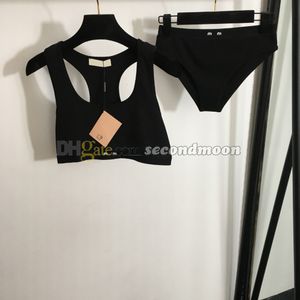 Outfit da yoga in tessuto di cotone Donne lettere di biancheria intima ad alta vita.