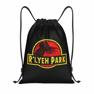 Rlyeh Park DrawString ryggsäck Kvinnor Män gym Sport Sackpack Foldbar Lovecraft Mythos Cthulhu Training Bag säck R9QY#