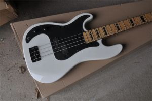 Кабели 4 струна левая рука джазовая электрическая бас -гитара Белое тело черное оборудование настоящие фотографии в складе 202238