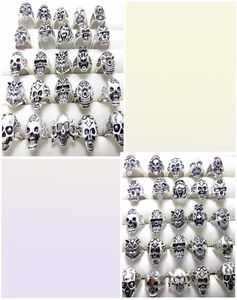 Whole bulk lot 100pcs Styles Top Mix Skull Rings Skeleton Jewelry Men039s Gift Party Favor Men Biker Rings man jewelry BRAND 2573993