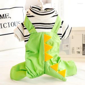 Dog Apparel Thin Cute Little Green Dragon Shaped Strap Pants Fake Two Piece Set Clothes For Small Dogs Four-Leg Pet Mascotas