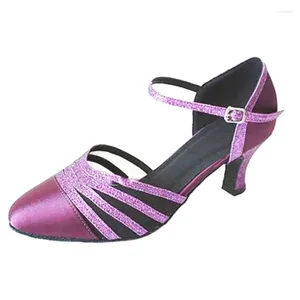 Buty taneczne spersonalizowana pięta nowoczesna zamknięta palca salsa latynoskalna sala balowa halowa impreza towarzyska fioletowy taniec kolorowy