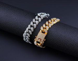 Hip Hop Alloy Bracelet Mens Diamond Cuba Bracelets 12mm Wide Butterfly Buckle Jewelry Simple Exaggerated Bracelet3127616