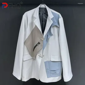 Men's Suits PFHQ Cool Patchwork Suit Jackets Spring Chic Loose Temperament Casual Socket Design Delicacy Blazers 21Z4312