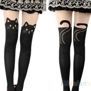 Sexy Socken sexy Frauen Katze Schwanz Gipsy Mock Knie High Hogery Strumpfhosen Slip Schlauch Tattoo Strumpfhosen heiß verkaufen 0jq5 240416