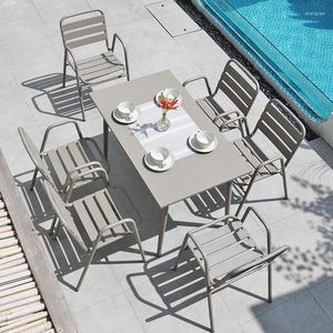 Camp Furniture Nordic Outdoor Coffee Leisure Tables and Chairs Combination Yard Rope Woven Aluminium Alloy Garden Rattan Camping