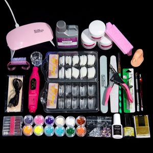 Akryl Manicure Tool Set Powder Nail Kit Snabbförlängning Glitter Power Liquid Fake Nails Komplett 240416