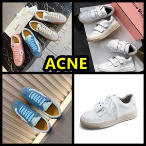 Luxus Akne-Klettverschluss lächelnd Frauenstrand Reise weiß rosa blaue Schuhe flacher Bodenschuhe Dicke Sohle Leder Sport Casual Schuhe Gai Größe 35-40