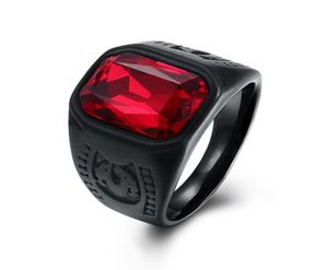 Neue Herrenringe Edelstahl Schmuck Biker Ringe Red Zirkon Ring Men039s Mode Dance Schwarze Ringe Schmuckzubehör5217520