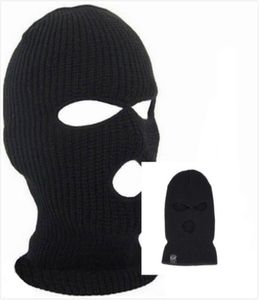 Htsport Black Knit 3 Hole Ski Mask Balaclava Hat Face Shield Cap Cap Snow Winter Warm 2018 Summer Fashion44405333