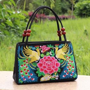 Bolsas de ombro bordadas nacionais de lona bordada de dupla face Lady Lady Women Bolsa Leisure Trend retro