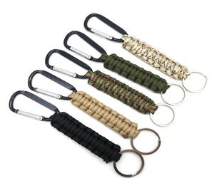 Keychains 5 cores Kit de sobrevivência ao ar livre Cordão de pára -quedas Chaves de emergência paracord corda carabiner para chaves resistência à tração6550960