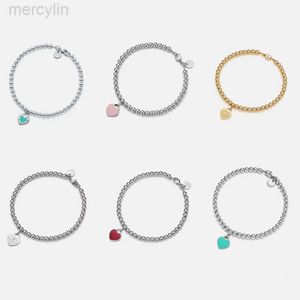 Desginer Tiffanybracelet Tiffanie Tiffanyjewelry T Family 925 Sterling Silver Heart على شكل قلب مينا غراء مطعمة بالدخرات من الماس 4 ملم Budha Bead Bracele